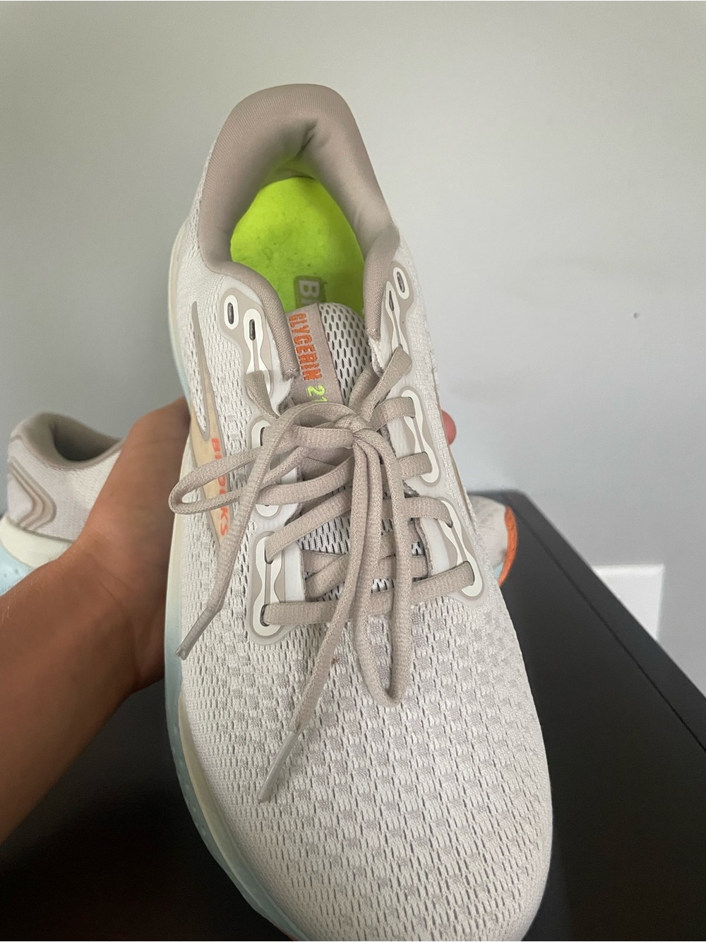 Brooks Women's Running Shoes - Light Gray with Blue and Orange Accents - Picture 4 of 5